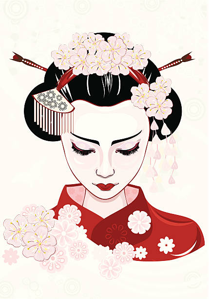 ilustraciones, imágenes clip art, dibujos animados e iconos de stock de geisha - geisha