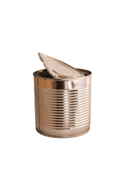 istock Empty opened tin can isolated on white background. Close-up. Recycling concept 1206883083