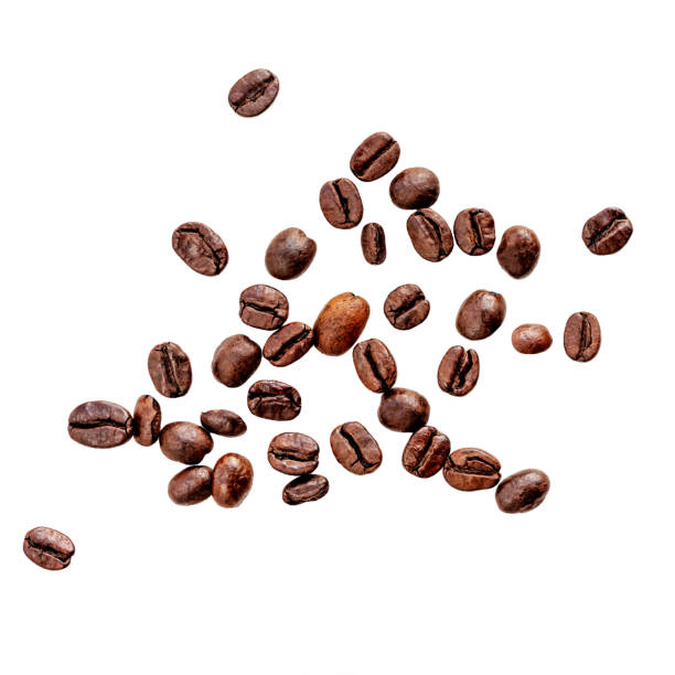 istock Arabica coffee beans isolated on white background. Coffeee concept. Flat lay. Top view
