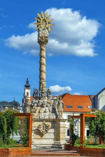 holy trinity column, trnava, slovakia - trnava imagens e fotografias de stock