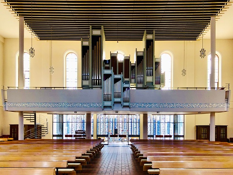 Organ in Church interior in Bad Durrheim ( Saint Johann ) - Black forest in Germany