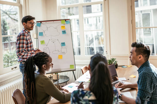 istock Multi-ethnic millennial business team - presentation in the office 1206897812