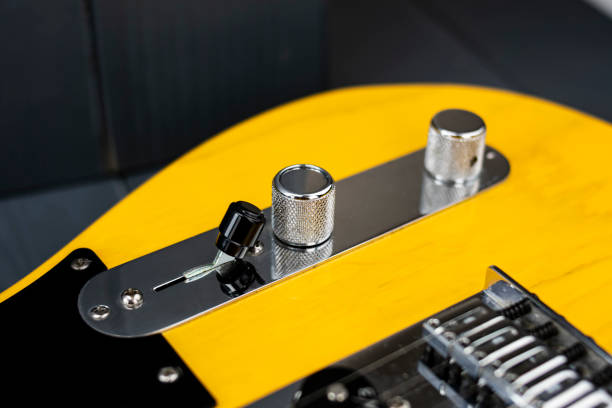 istock tone and volume controls, and pickup switch of a classic electric guitar 1206897943