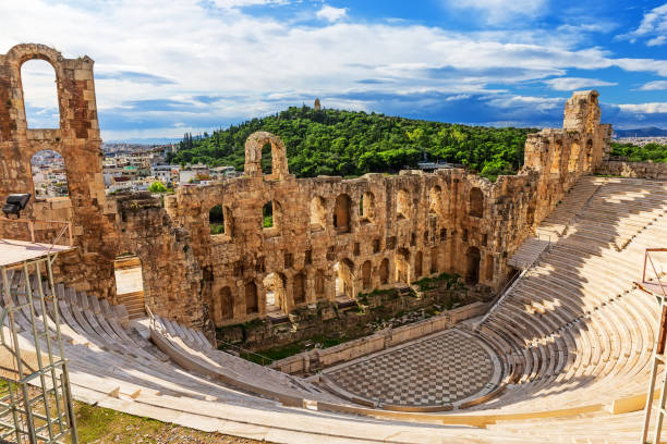 istock Antique open air theatre in Acropolis, Greece. 1206899471