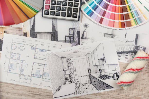 istock modern drawing pencil sketch of a room. Interior design projects concept 1206902059