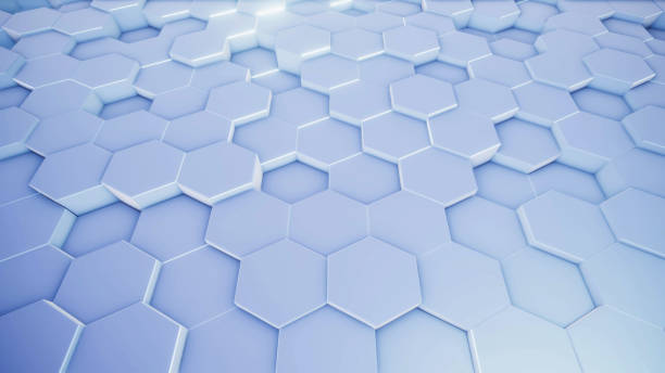 istock 3D rendering of abstract hexagonal geometric surfaces in virtual space 1206903494