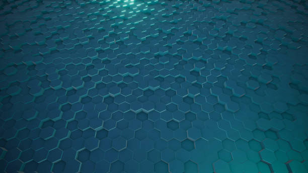 istock 3D rendering of abstract hexagonal geometric surfaces in virtual space 1206903970