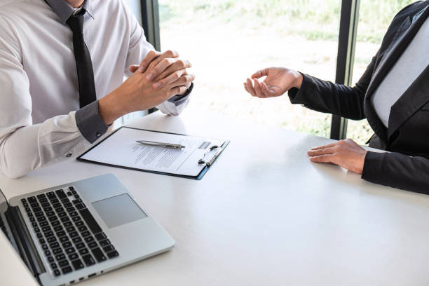 istock Business committee or interviewer consider and asking about profile of candidate, consider resume conducting a job and conversation listen to answers to thought attitude 1206904196