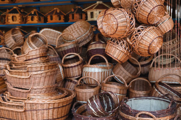 istock Traditional handmade baskets in street shop 1206904281