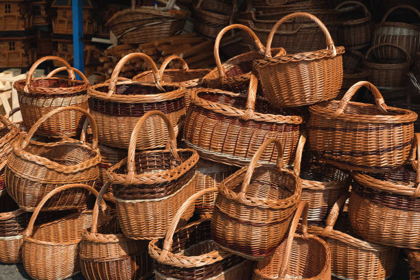 istock Traditional handmade baskets in street shop 1206904307