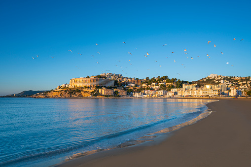 Peniscola Peñiscola Migjorn south beach sunrise in Castellon of Spain