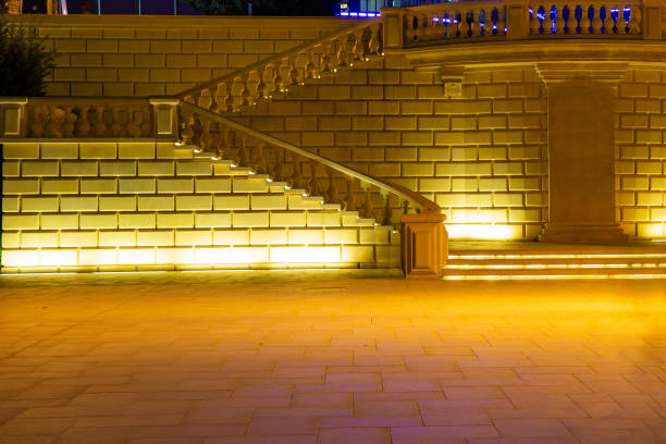 istock Marble staircase with night lighting in the park 1206907455