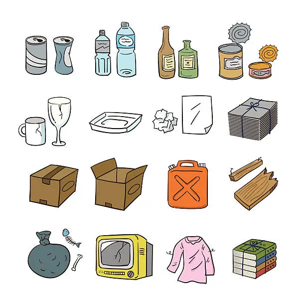 Vector illustration of waste articles