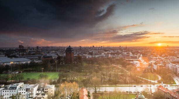 istock Upcoming thunderstorm during sunset in Hamburg, Germany. 1206912090