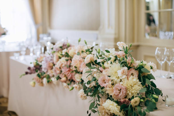 istock bouquet  with fresh flowers on the table in restaurant 1206914762