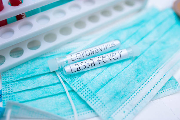 istock 2020 epidemic test tubes with Lassa fever and coronavirus, 1206927708