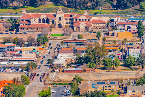 istock Wine country panoramic of Temecula Valley with it's rustic old west buildings, CA (P) 1206932084