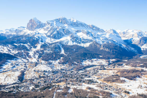 Cortina d'Ampezzo winter town view