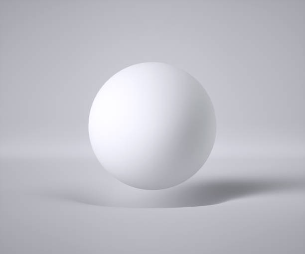 istock 3d render, abstract white background, minimal concept, clean style. Floating ball, levitating sphere, flying bubble. Gravity concept. Hole in the floor. Empty template, copy space. Modern blank mockup 1206935211