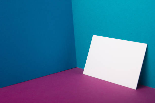 istock Business cards blank. Mockup on color background. Flat Lay. copy space for text 1206936369