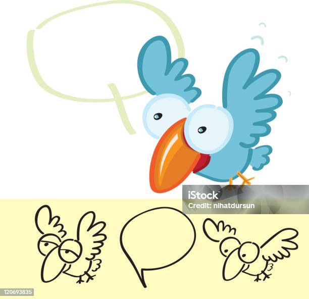 Ilustración de Pájaro De Historieta y más Vectores Libres de Derechos de Abstracto - Abstracto, Ala de animal, Amarillo - Color