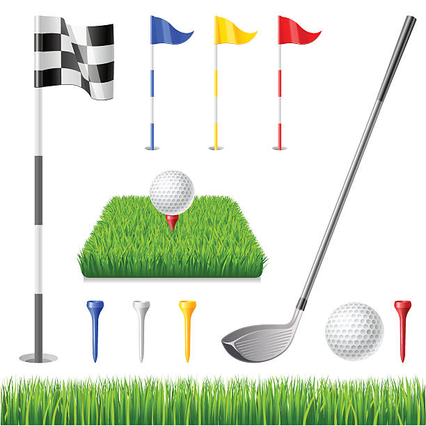 ilustrações de stock, clip art, desenhos animados e ícones de conjunto de ícones de golfe - tee golf golf ball ball