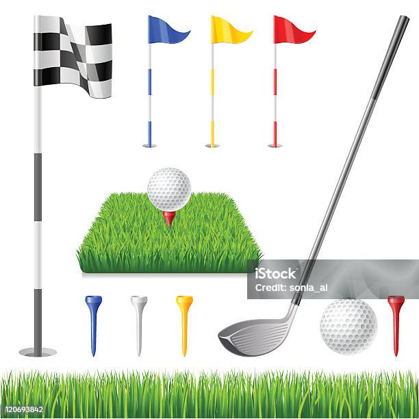 Golf Icon Set Stock Illustration - Download Image Now - Tee - Sports Equipment, Golf Club, Grass