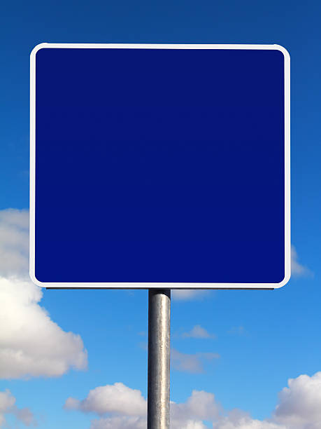 istock Blank square blue informational traffic sign on a sky background 120694787