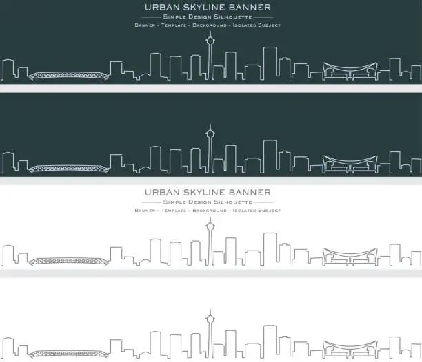 Vector illustration of Calgary Single Line Skyline Profile Banner