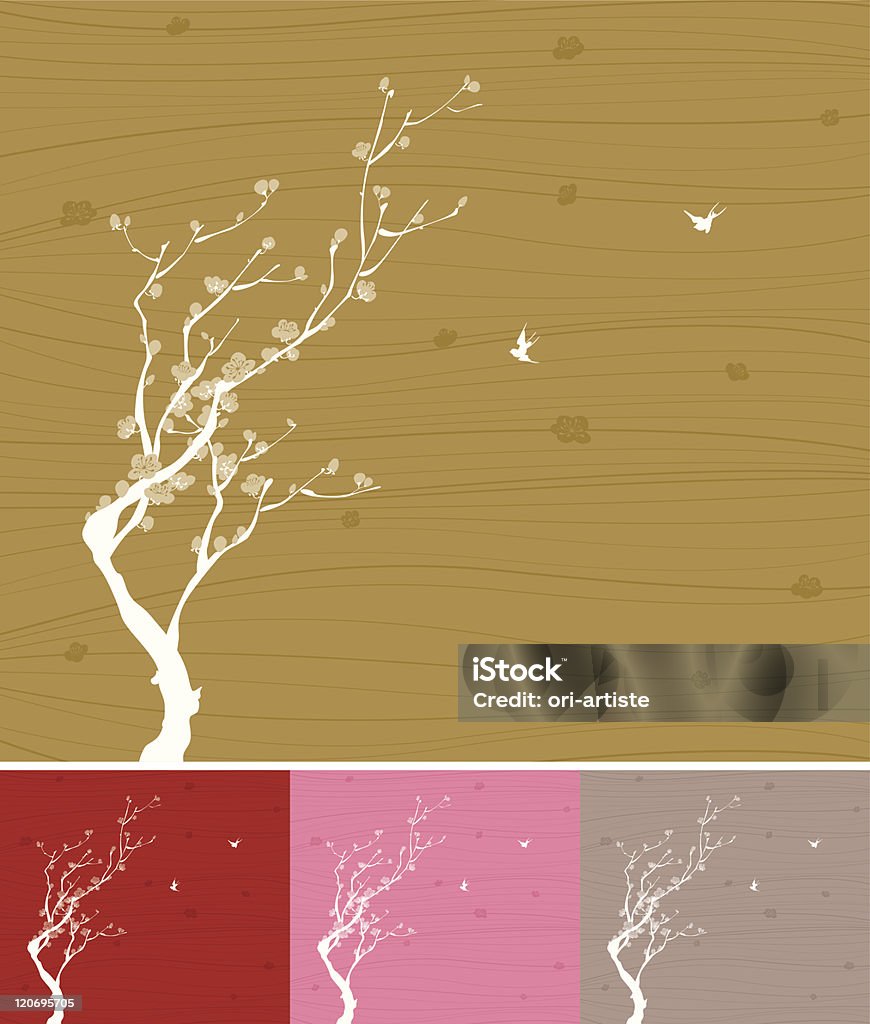 Fiore di prugno con un design lineare - arte vettoriale royalty-free di Albero