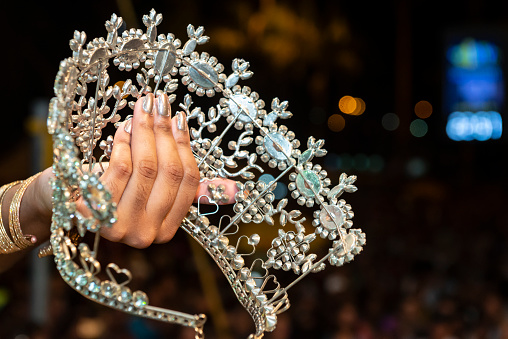 A close-up image of the crown to be worn by the new Queen of the Carnaval Royalty Members