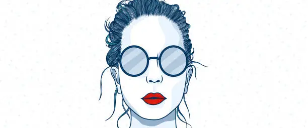 Vector illustration of Girl with sunglasses banner