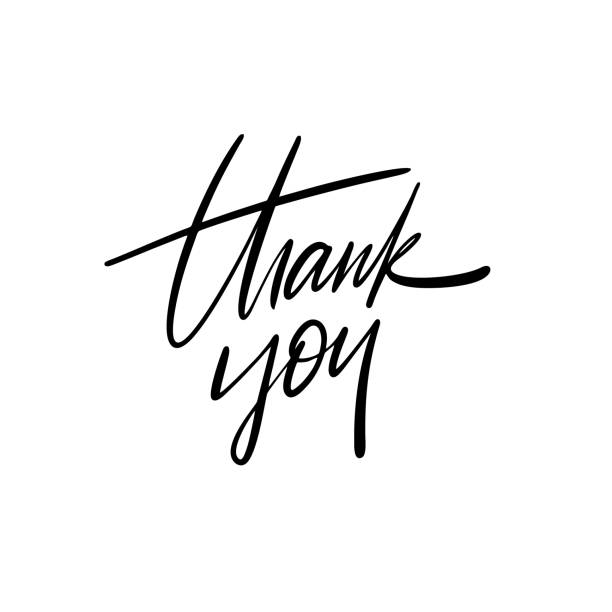 istock Thank You sign hand drawn lettering. Isolated on white background. Black Ink. 1206966698