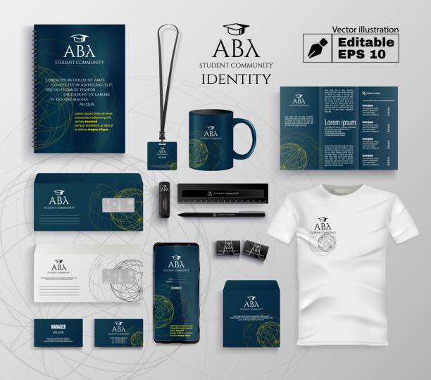 Student Community Identity Vector Editable Set Student Community Identity Vector Editable Set. Stationery with Logotype Organization Name. College University Promotional Design Kit. Greek Letter Fraternity Sorority. Mug Cup T-shirt Mockup model kit stock illustrations