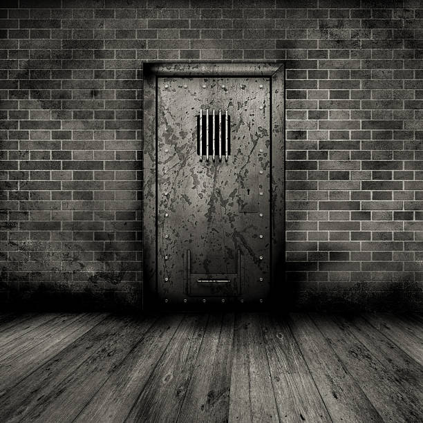istock Grunge interior with prison door 120697167