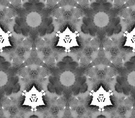 Duotone kaleidoscope seamless pattern watercolor black and white