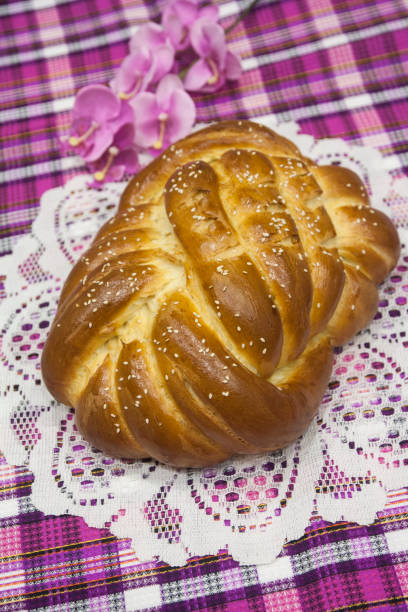 Bread is sweet, sweet, aromatic, unusual in shape Hallah is a Jewish traditional festive