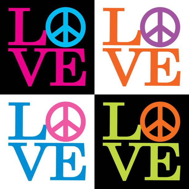 Love Peace Sign Icons Vector illustration of four colorful love/peace sign icons. 1960 1969 illustrations stock illustrations