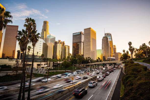 istock Busy traffic in Downtown Los Angeles 1206978982