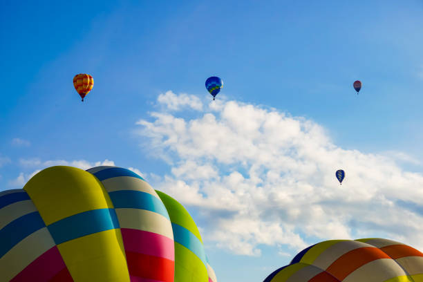 istock Blue sky and hot air balloon 1206979307