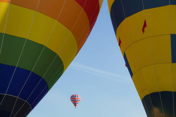 istock Blue sky and hot air balloon 1206979316