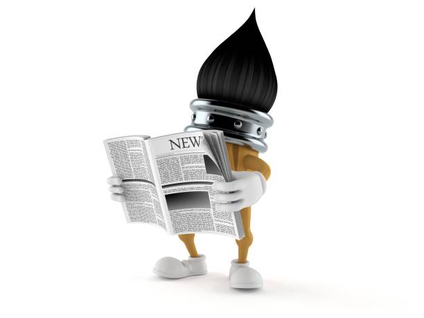 istock Paintbrush character reading newspaper 1206983770