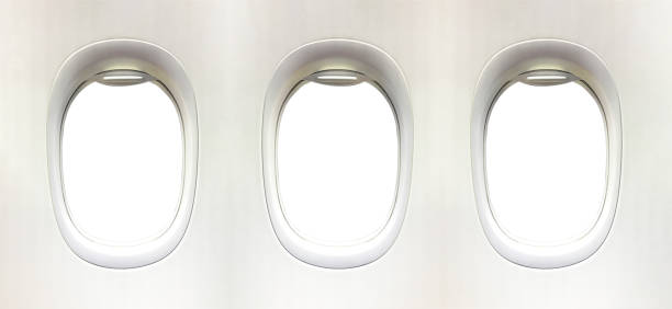 istock Airplane window and space for your design, 3 plane window, clipping path 1206985680