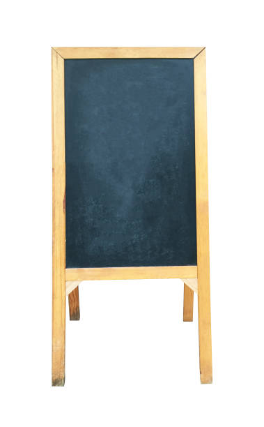 istock Wood menu board stand isolated on white background, Clipping path 1206986484