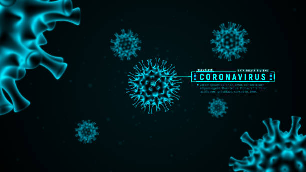 koronavirové buňky. podívejte se na koronavirovou chřipku mikroskopu. patogenní viry způsobující infekci v organismu. koncepce vědy a medicíny. virus abstraktní 3d ilustrace. 3d vykreslování. - smrtící injekce stock ilustrace