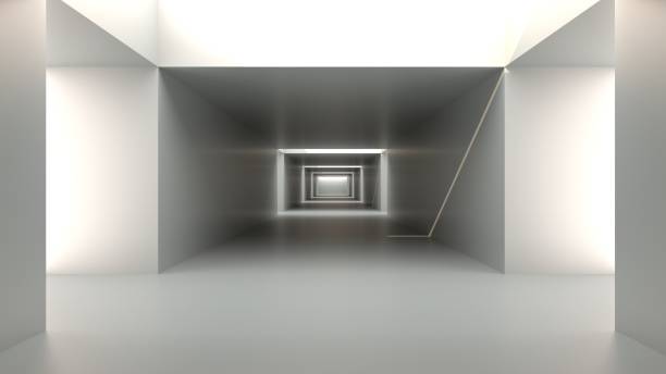 istock Empty space white room with the gap and glowing light. White background concept. White texture. 3D illustration. 1206989332