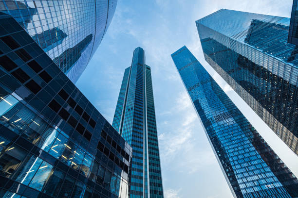 istock Modern skyscrapers at business district 1206989340