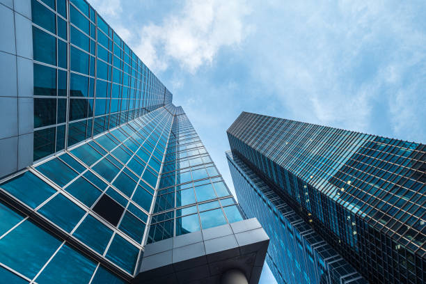 istock Modern skyscrapers at business district 1206989407