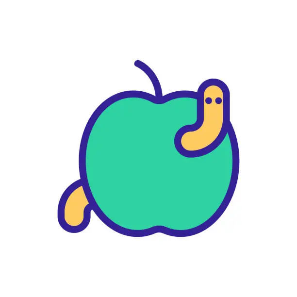 Vector illustration of Worm apple icon vector. Isolated contour symbol illustration