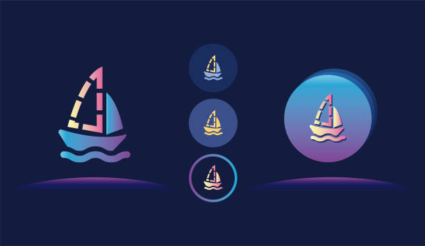 illustrazioni stock, clip art, cartoni animati e icone di tendenza di illustrazione dell'icona della nave. - nautical vessel buoy passenger ship computer icon